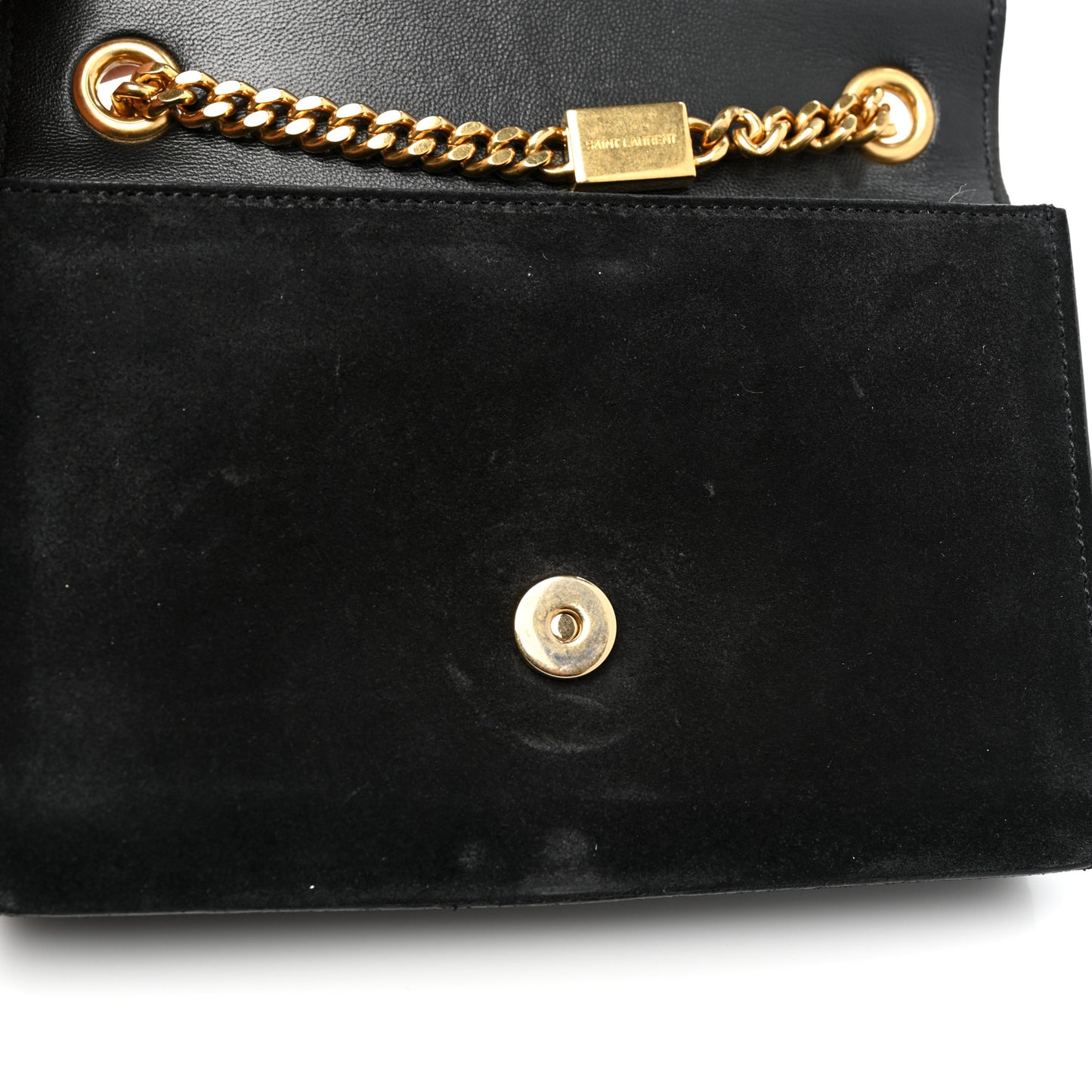 Suede Small Classic Monogram Kate Tassel Satchel Black