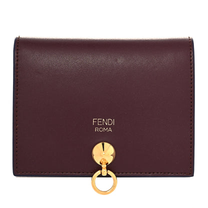 Fendi Vitello Liberty Vitello Century Bi-Color By The Way Compact Bi-Fold Wallet Bordeaux Sand 1 of 7