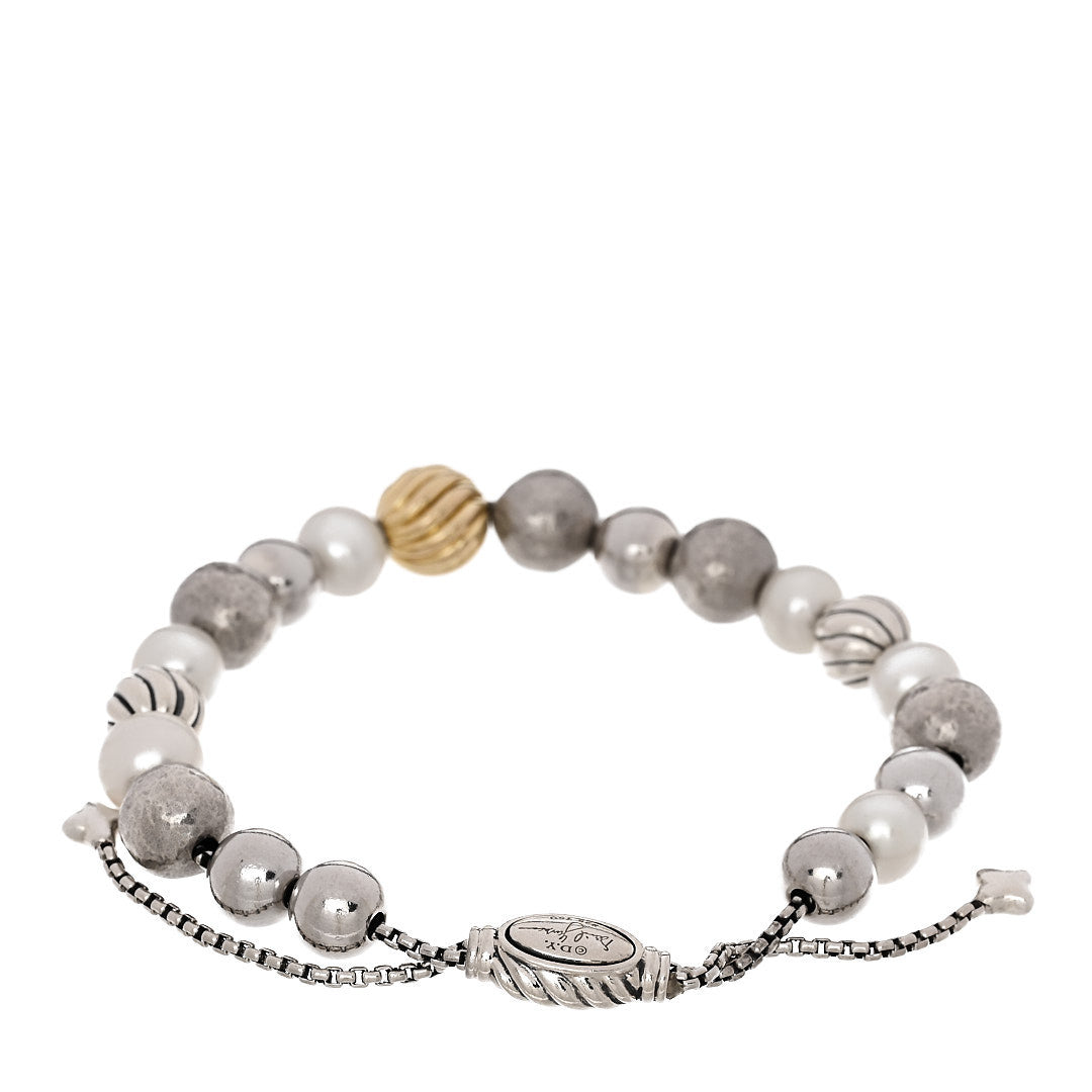 David Yurman Sterling Silver 18K Yellow Gold Pearl Elements Bead Bracelet 2 of 3