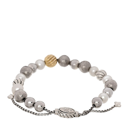 David Yurman Sterling Silver 18K Yellow Gold Pearl Elements Bead Bracelet 2 of 3