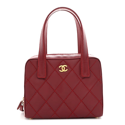 Chanel Calfskin Contrast Stitch Small Surpique Bowler Red 1 of 14