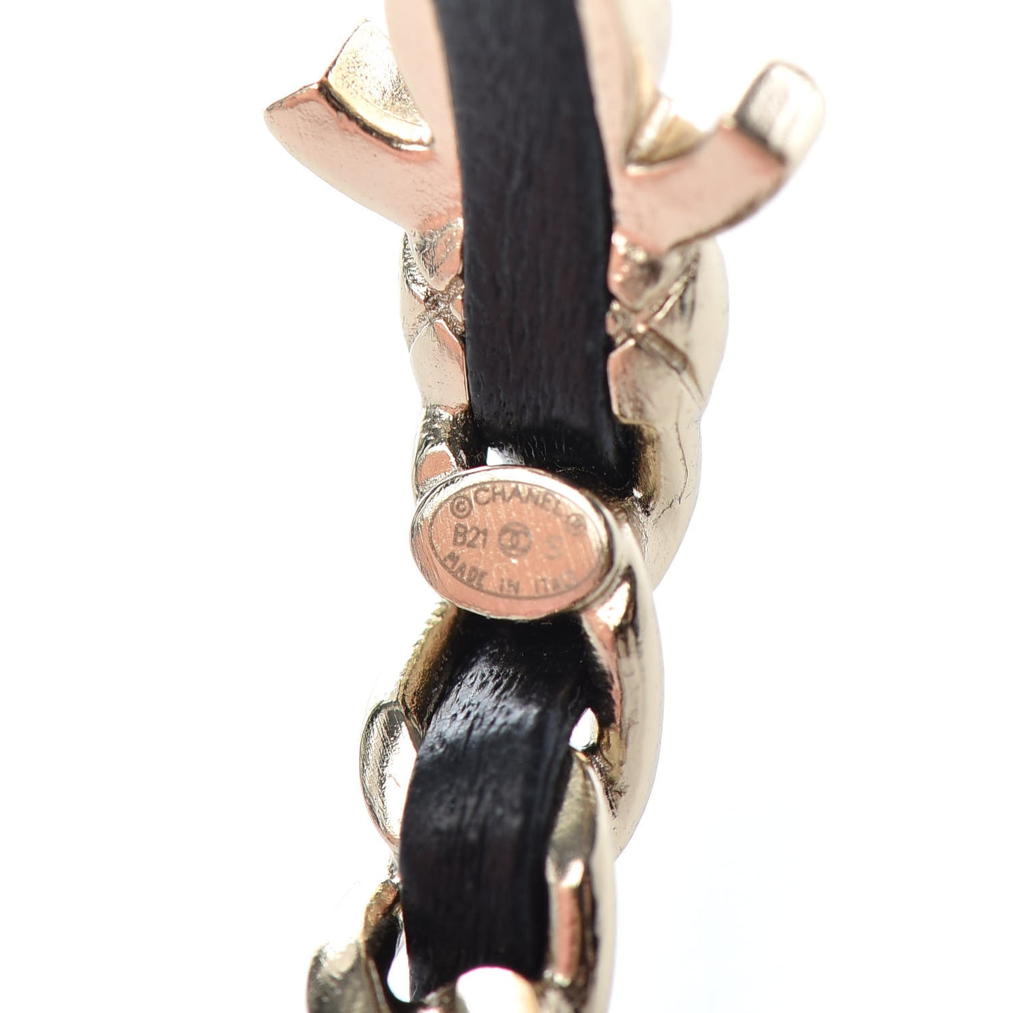 Lambskin CC Turnlock Chain Hoop Earrings Gold Black
