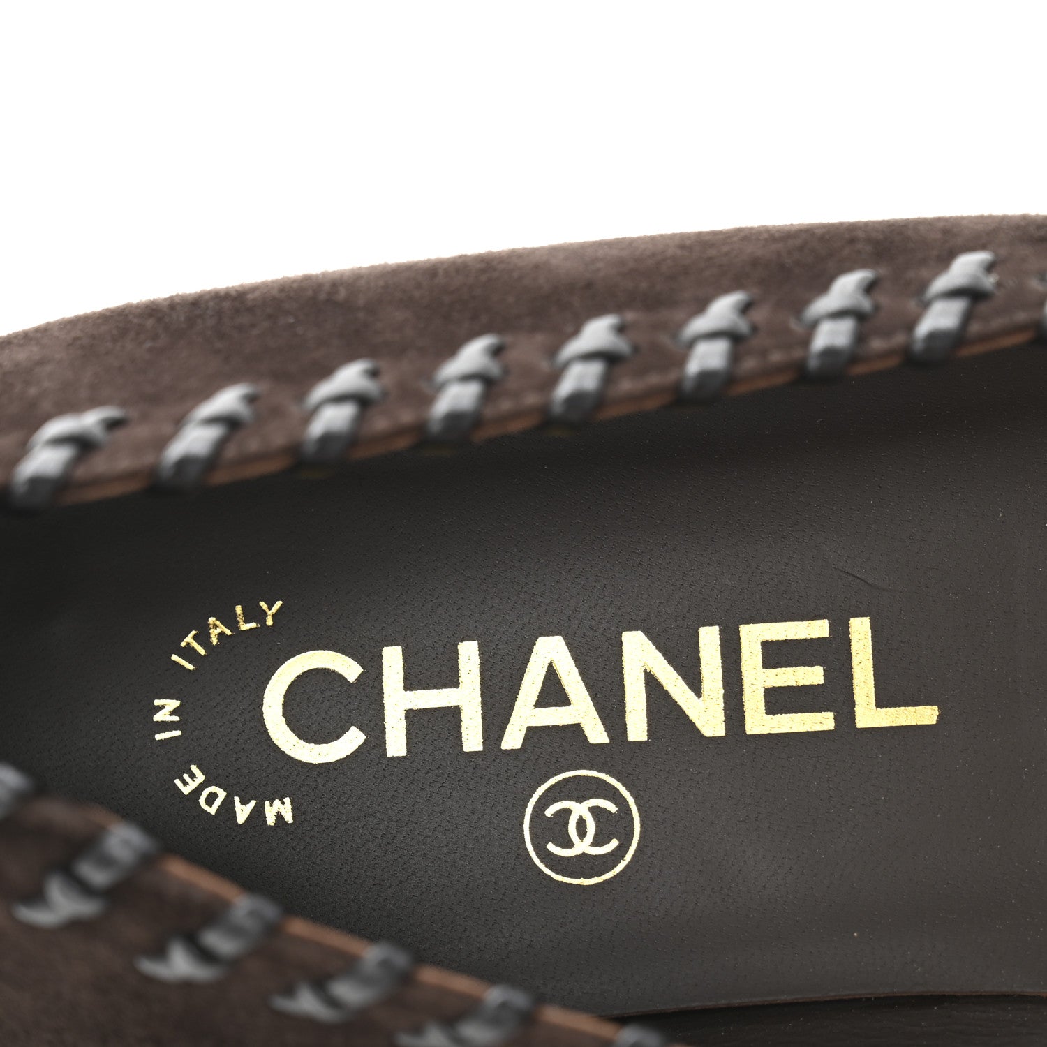 Chanel Suede Lambskin CC Cap Toe Stitched Flats 40 Brown 8 of 9