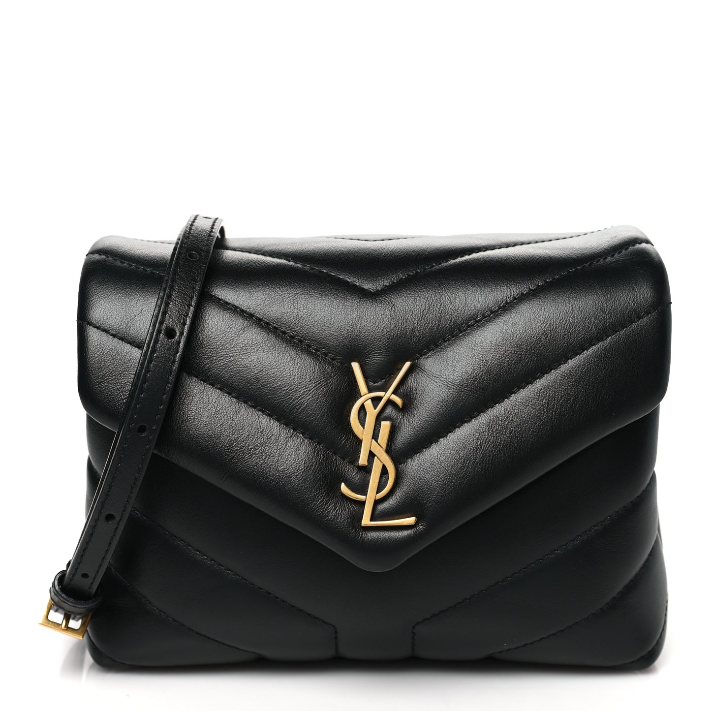 Calfskin Y Quilted Monogram Toy Loulou Crossbody Bag Black