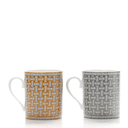 Hermes Porcelain Mosaique Au 24 Gold Platine Mug Set of 2 2 of 4