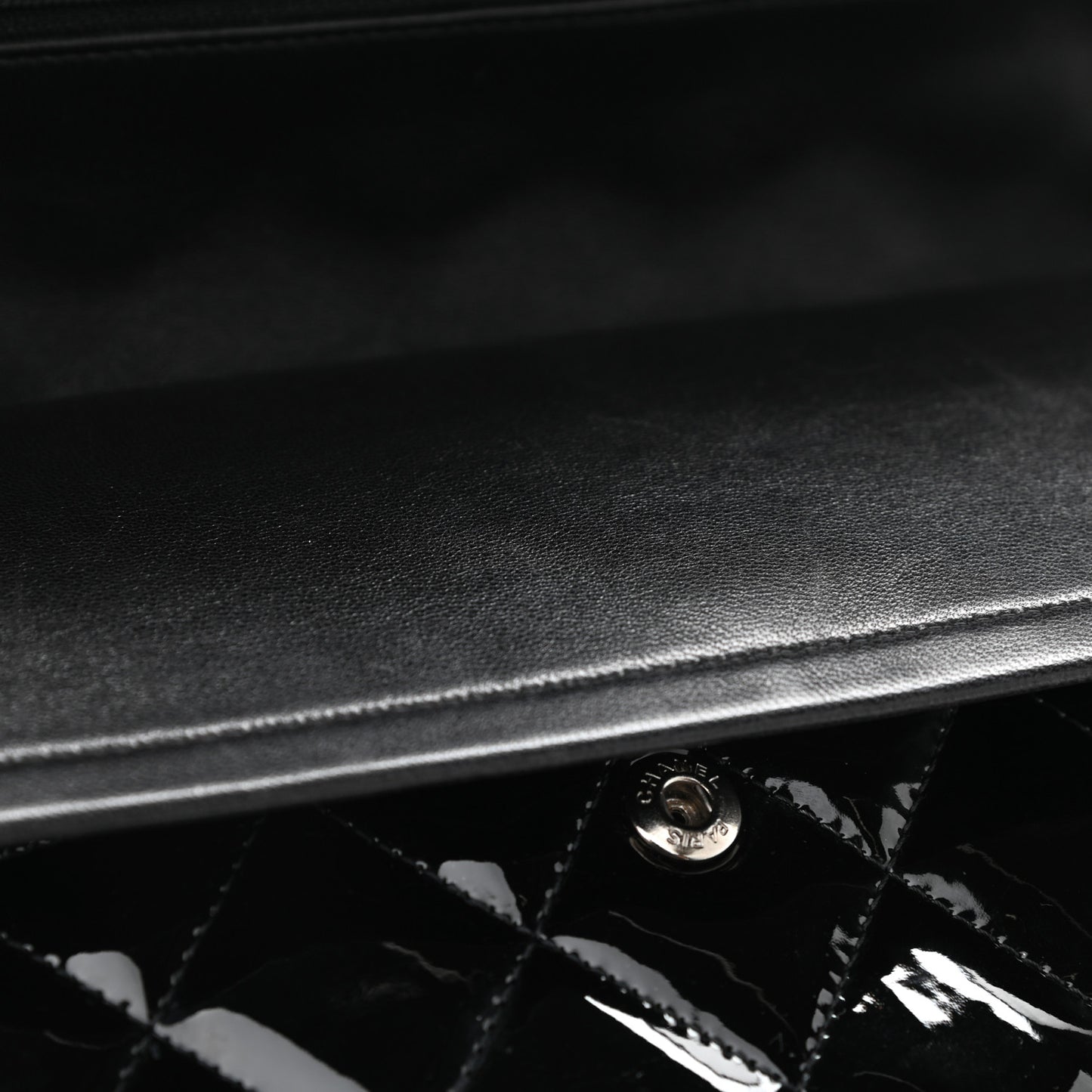 Patent Quilted Jumbo Double Flap Black