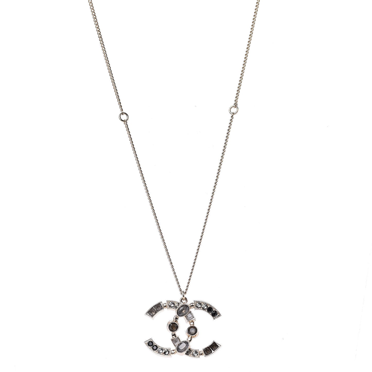 Baguette Crystal CC Necklace Light Gold