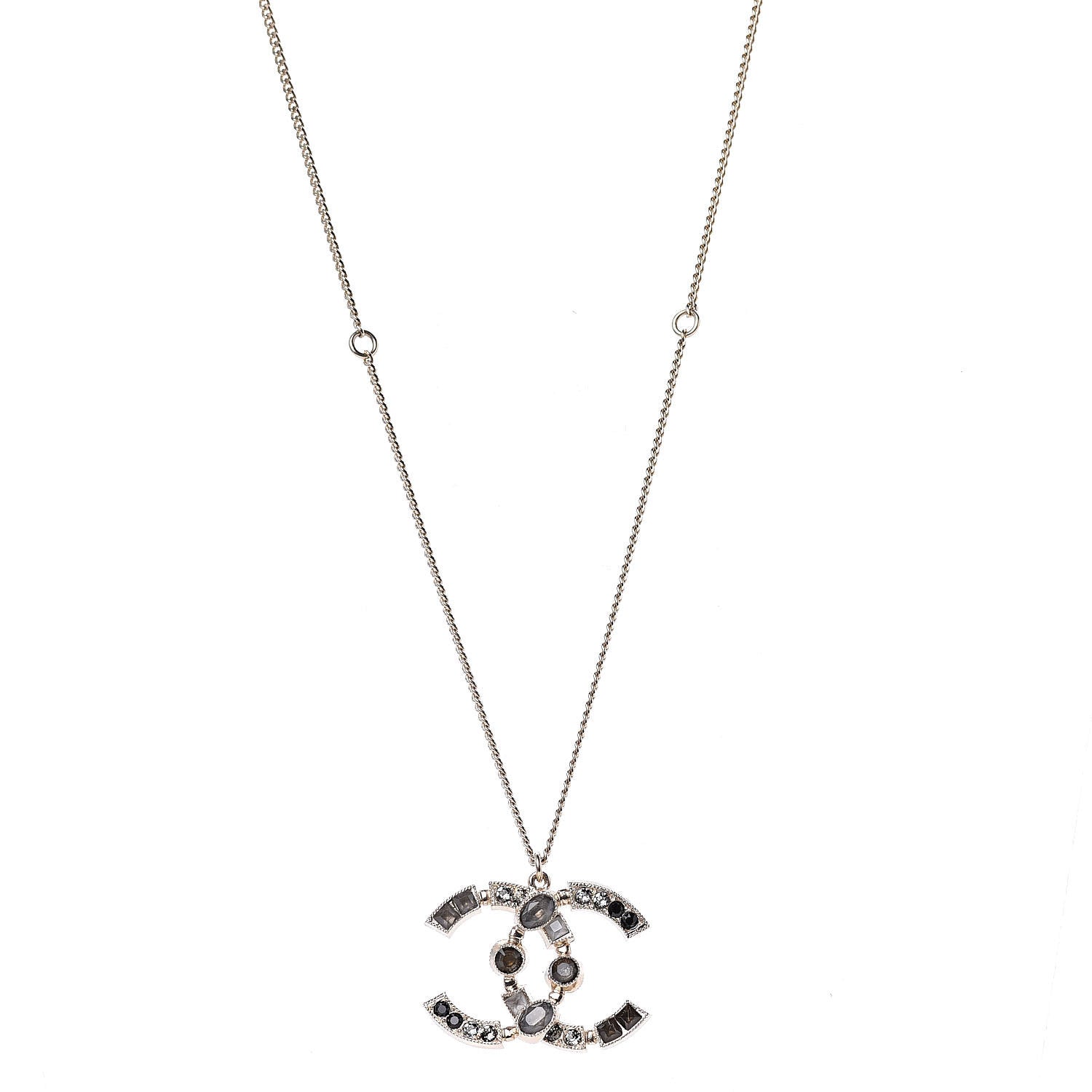 Chanel Baguette Crystal CC Necklace Light Gold 1 of 5
