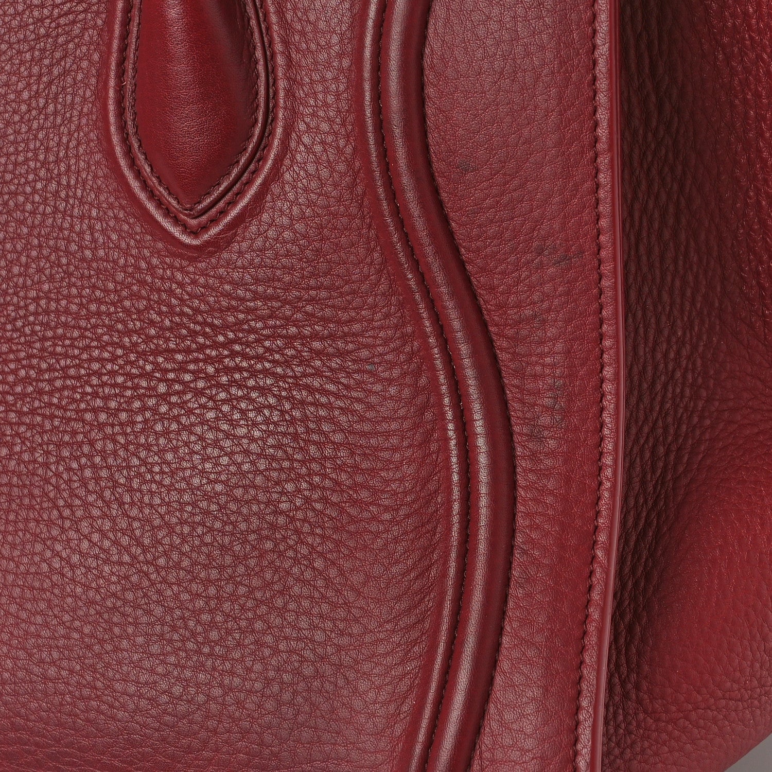 Celine Drummed Calfskin Medium Phantom Luggage Burgundy 10 of 11