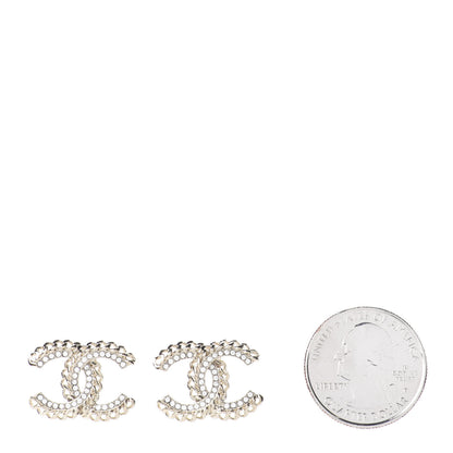 Chanel Crystal Chain CC Earrings Gold 2 of 4