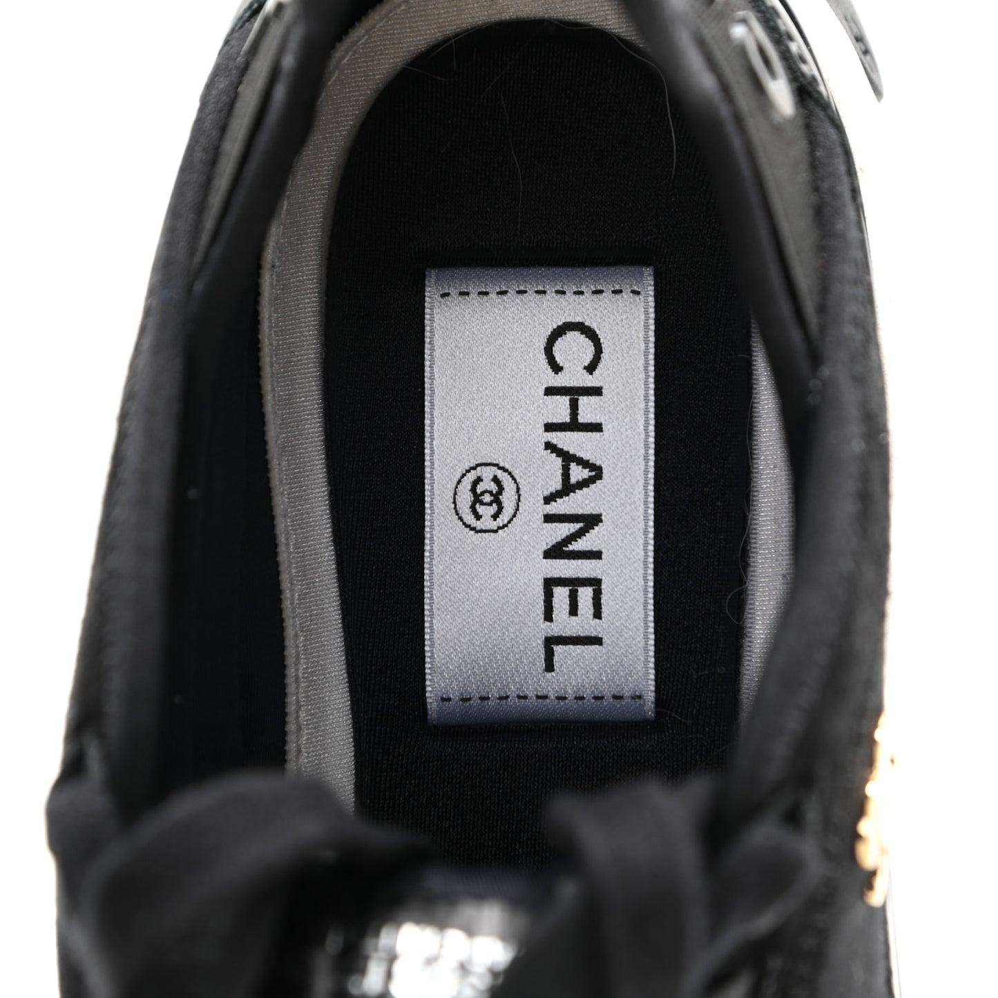 Velvet Calfskin Mixed Fibers CC Sneakers 36 Black