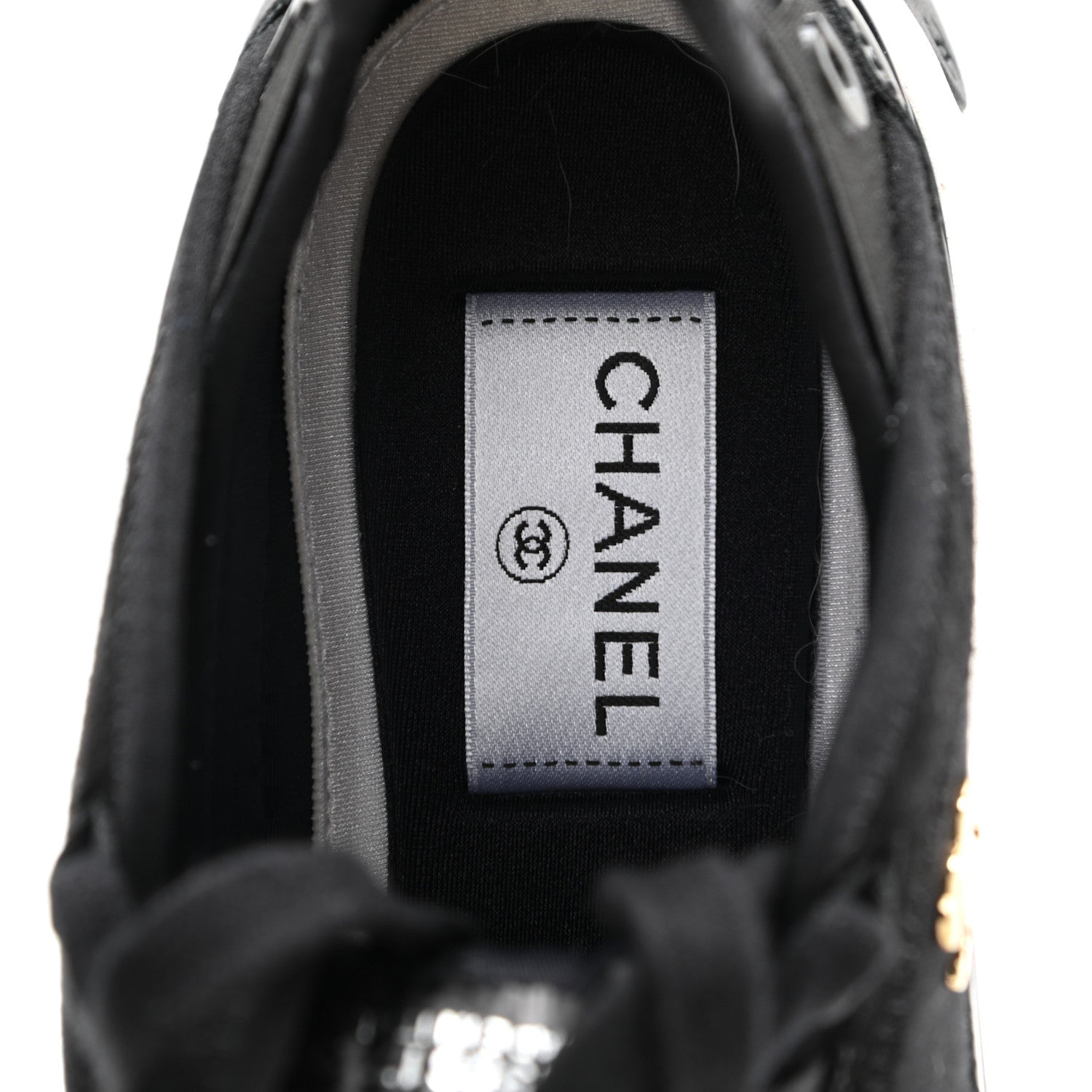 Chanel Velvet Calfskin Mixed Fibers CC Sneakers 36 Black 7 of 10