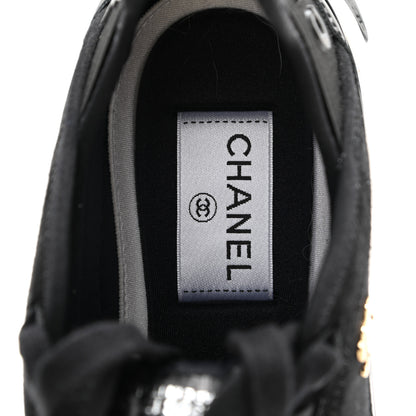 Chanel Velvet Calfskin Mixed Fibers CC Sneakers 36 Black 7 of 10