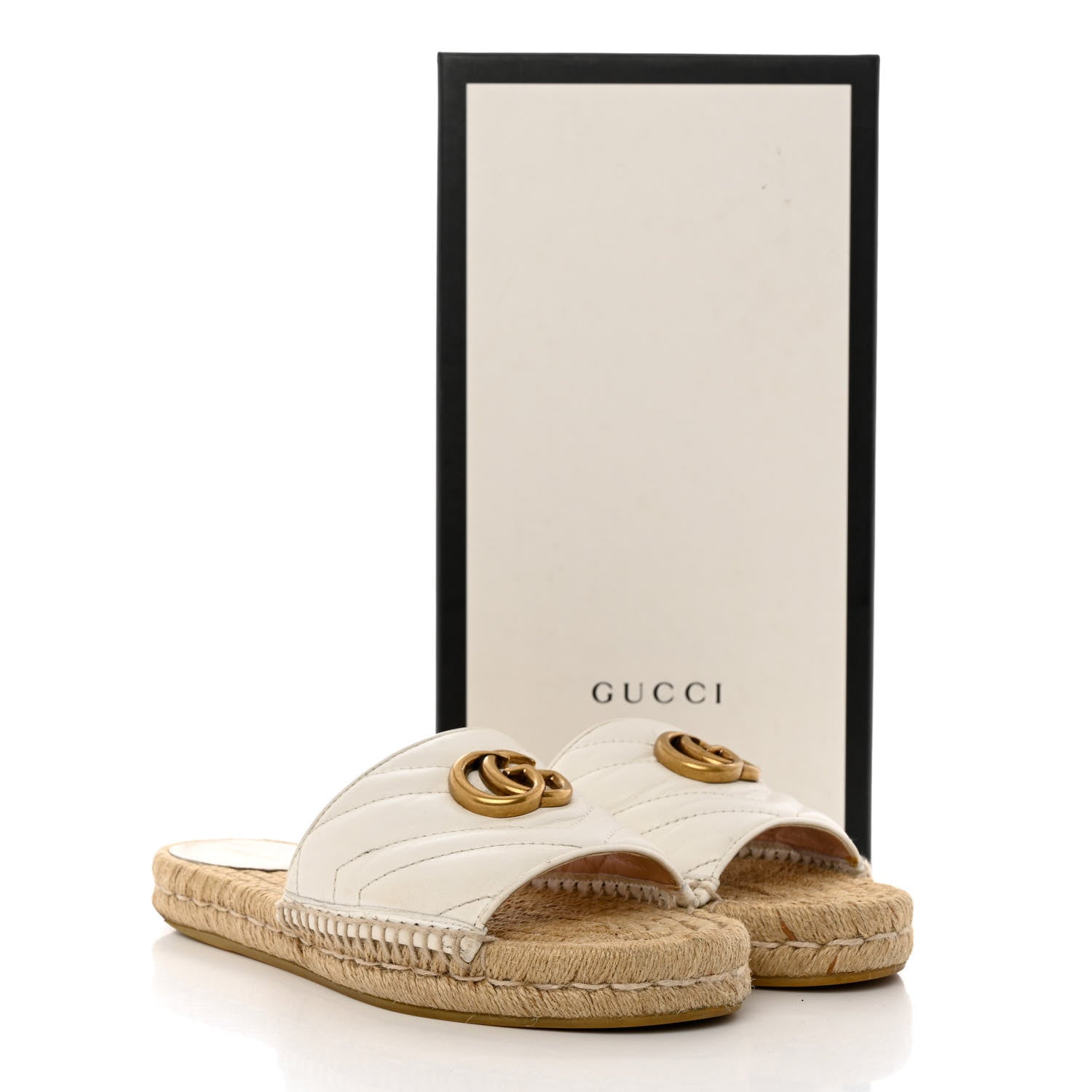 Gucci Nappa Matelasse GG Marmont Espadrille Slide Sandals 37.5 Great White 14 of 14