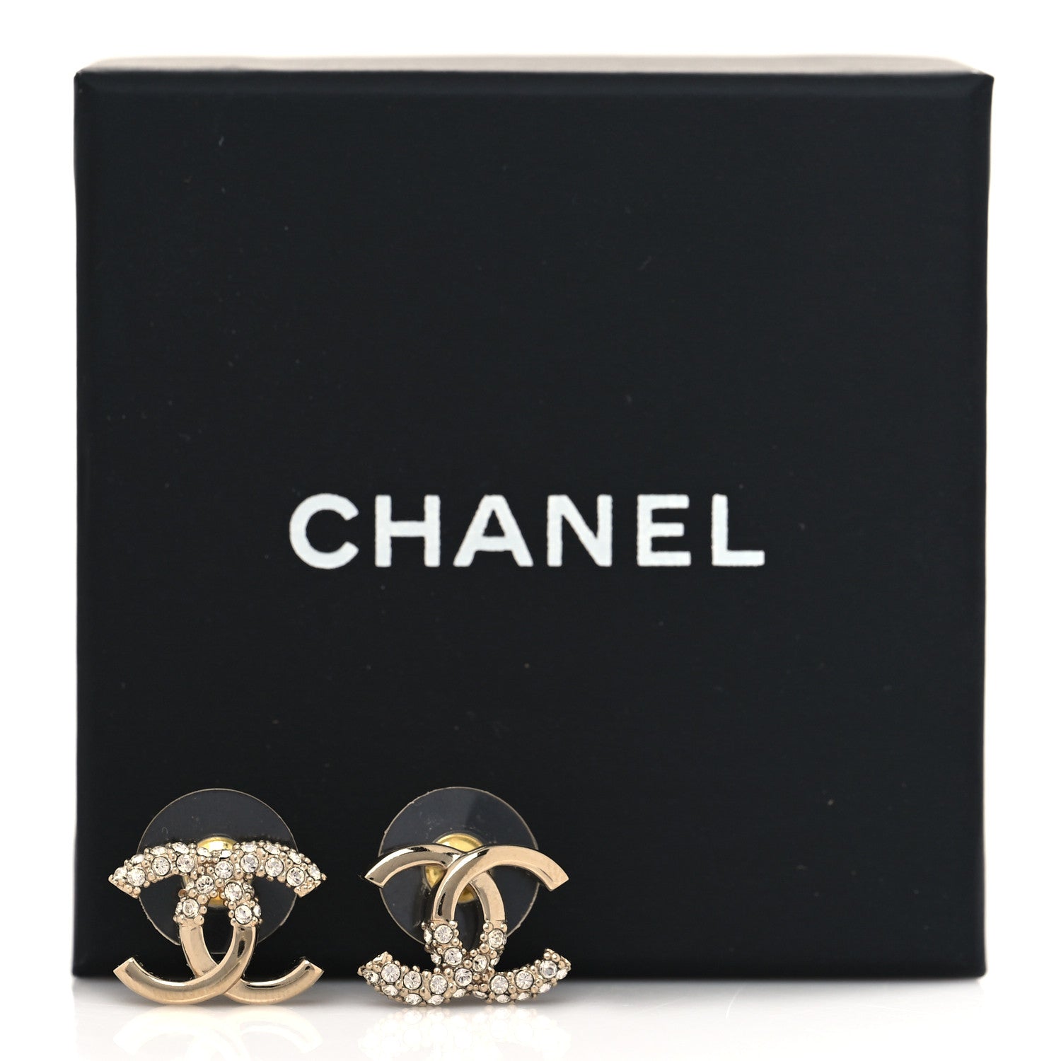 Chanel Crystal Metal CC Earrings Gold 6 of 6