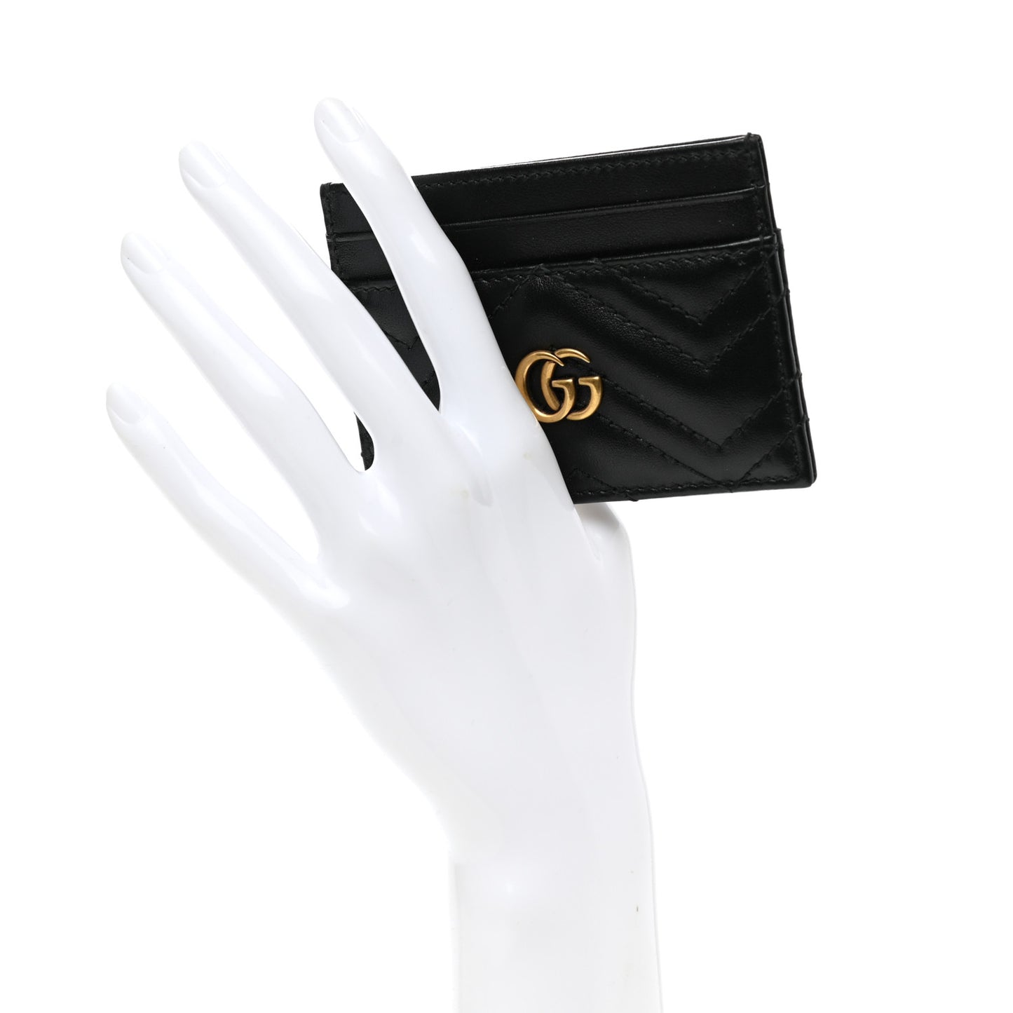 Calfskin Matelasse GG Marmont Card Holder Black