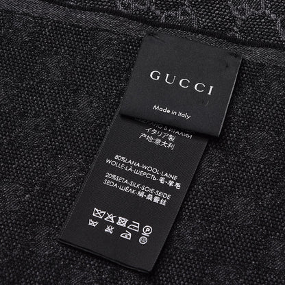 Gucci Wool Silk GG Monogram Web Verbier Fringe Scarf Black 4 of 4