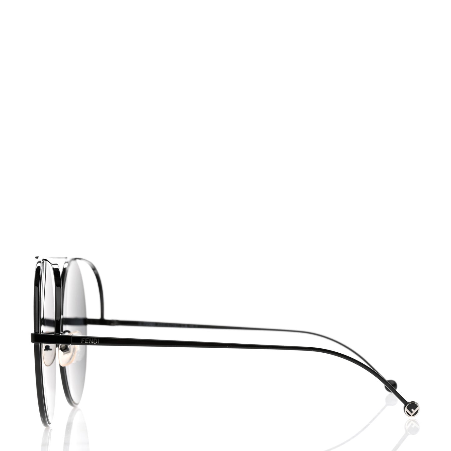 Metal F is Fendi Printed Run Away Round Frame Sunglasses FF 0285/S Black