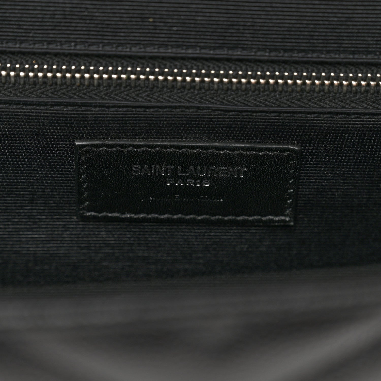 Saint Laurent Grain De Poudre Matelasse Chevron Large Monogram Satchel Black 8 of 10