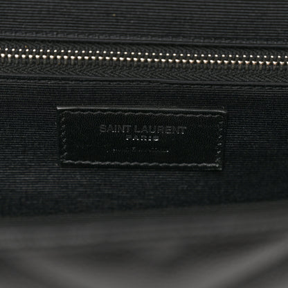 Saint Laurent Grain De Poudre Matelasse Chevron Large Monogram Satchel Black 8 of 10