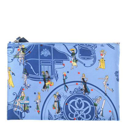 Hermes Silk Ex-Libris Les Parisiennes Silky Pocket Cosmetic Case Deep Bleu Bleuet 1 of 9