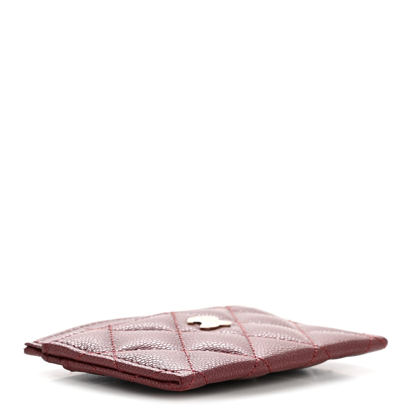 Caviar Quilted Card Holder Burgundy
