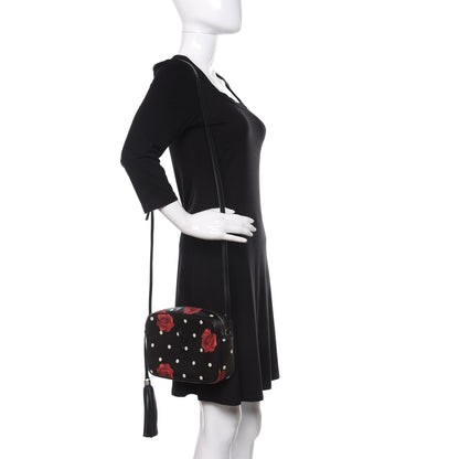 Saint Laurent Calfskin Rose Print Monogram Lou Camera Bag Black 2 of 10
