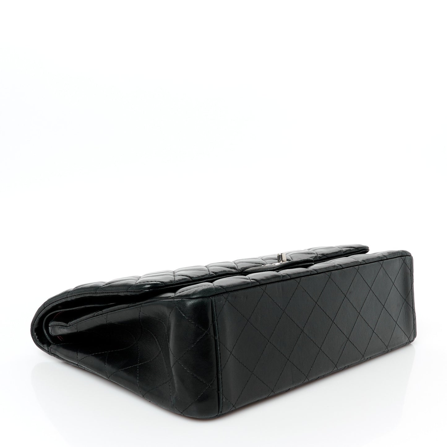 Lambskin Quilted Maxi Double Flap Black