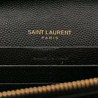 Saint Laurent Grain De Poudre Matelasse Chevron Monogram Chain Wallet Black 6 of 10