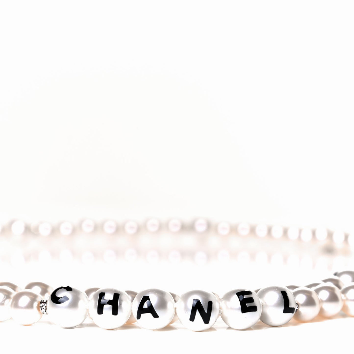 Pearl Crystal CC Logo Belt 80 Gold