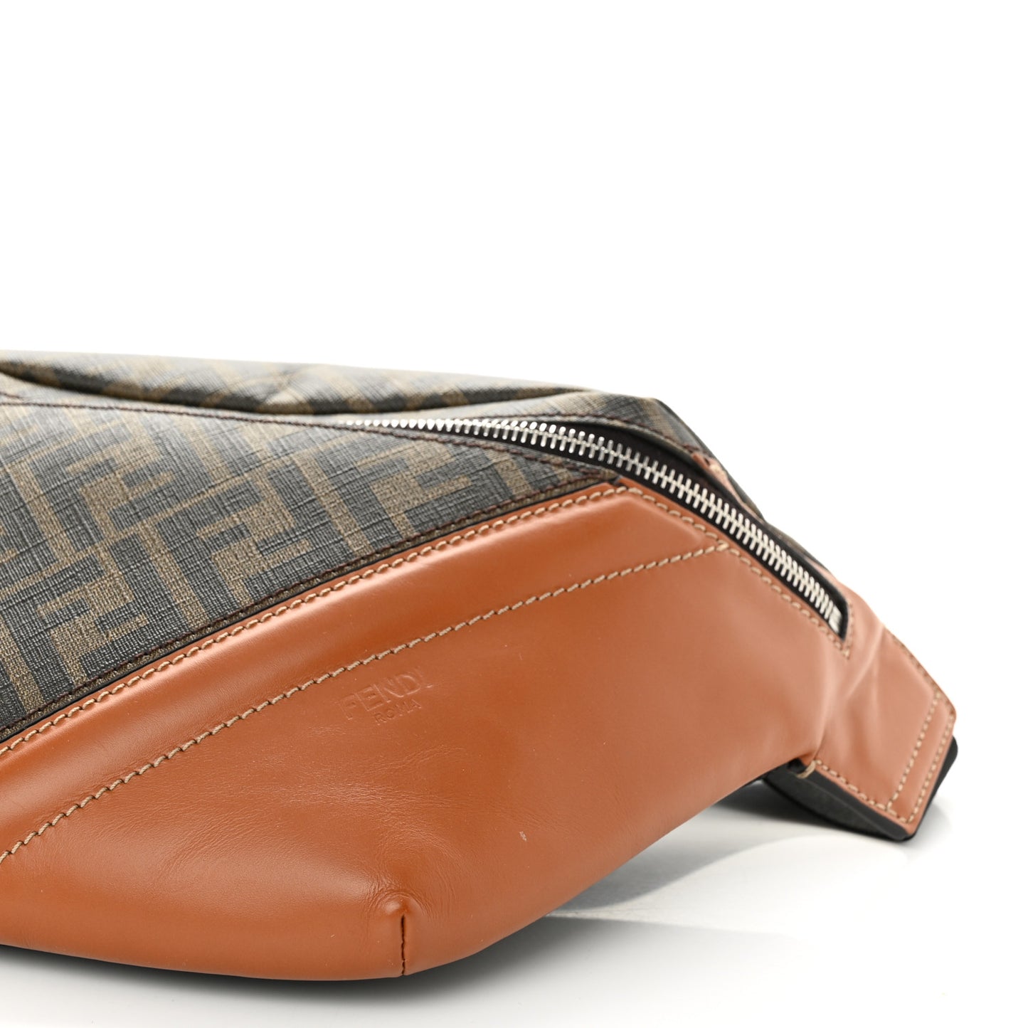Glazed Fabric Vitello King FF 1974 Diagonal Belt Bag Tobacco Moro Cuoio