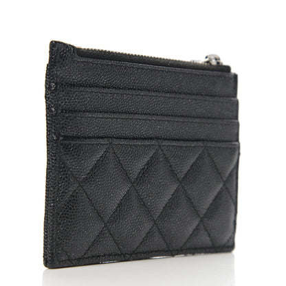 Chanel Iridescent Caviar Quilted CC Zip Card Holder Black 2 of 5