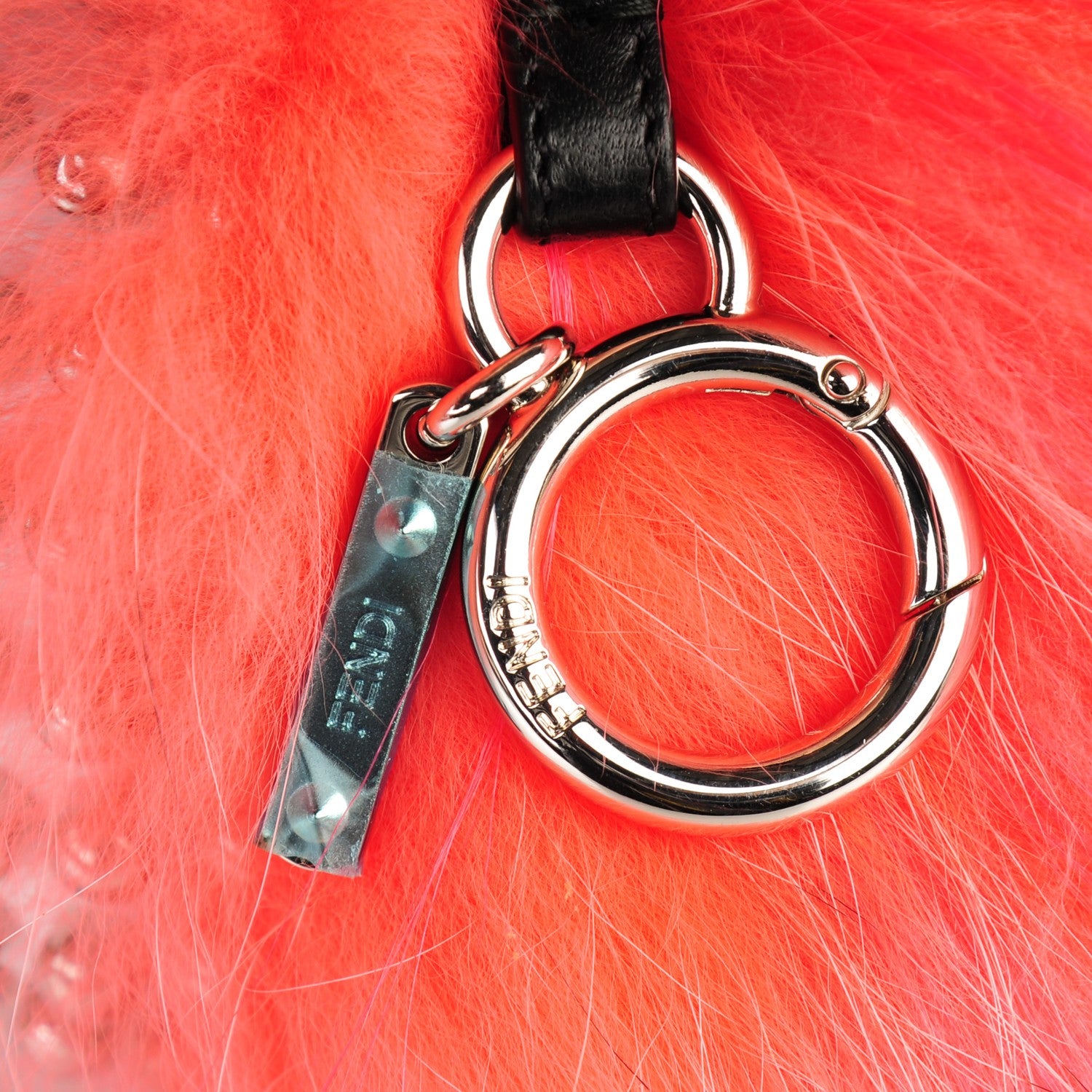 Fendi Lambskin Goat Fur Studded Punkarlito Bag Charm Azalea 5 of 5