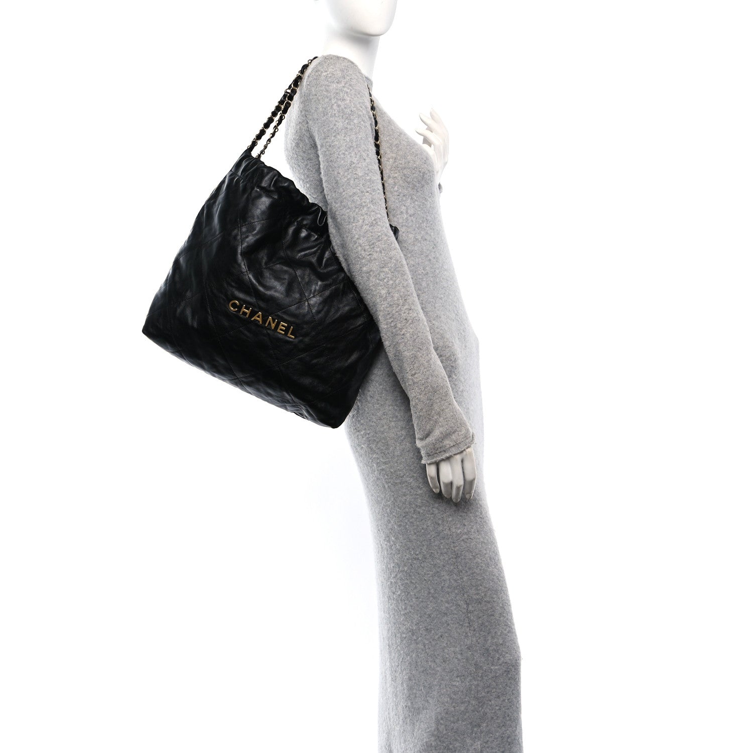 Chanel Shiny Calfskin Quilted Chanel 22 Black 2 of 11