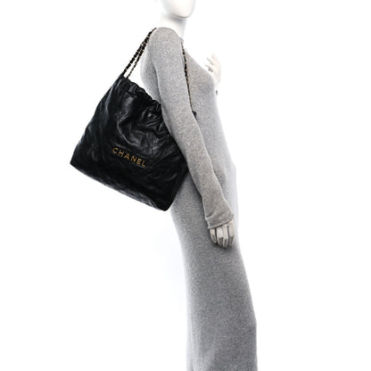 Chanel Shiny Calfskin Quilted Chanel 22 Black 2 of 11