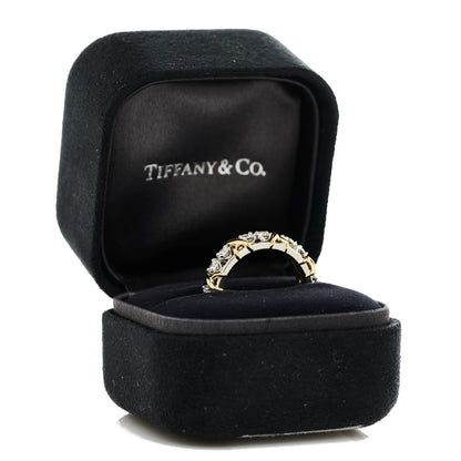 Tiffany Platinum 18K Yellow Gold Diamond Schlumberger Sixteen Stone Ring 53 6.5 7 of 7