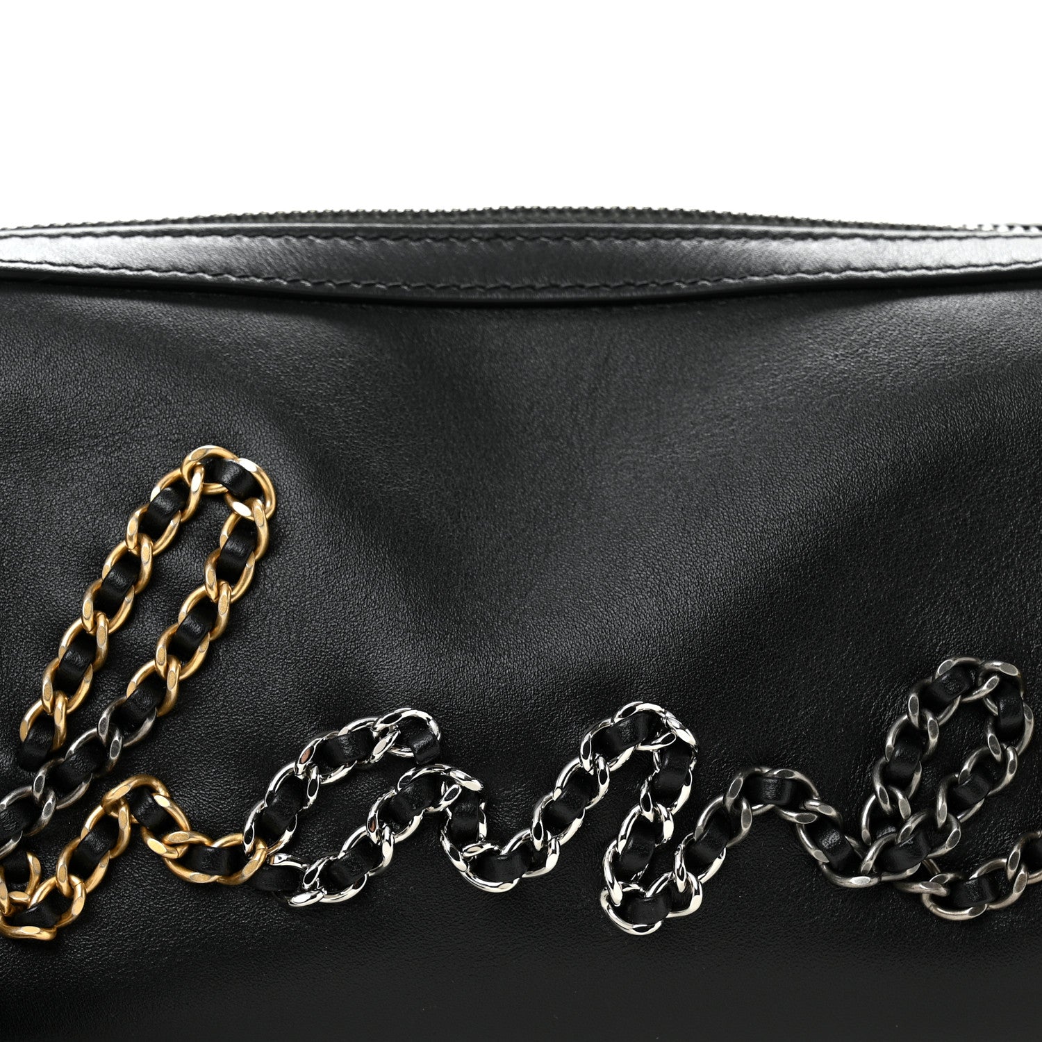 Chanel Calfskin Chain 20s Signature Bowling Bag Black 8 of 11