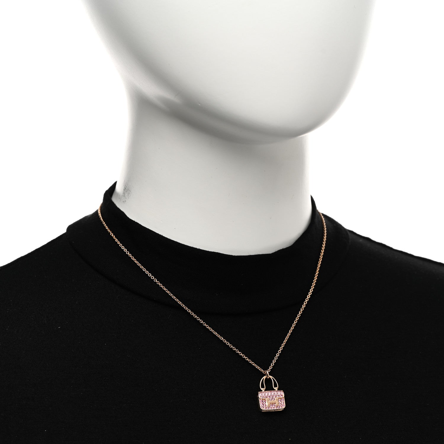 Hermes 18K Rose Gold Pink Sapphire Constance Amulettes Pendant Necklace 2 of 5