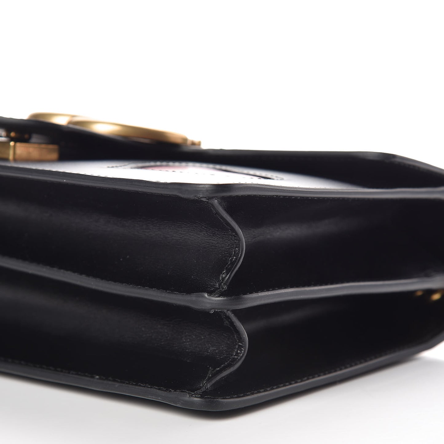 Knight Calfskin Malaga Kid Heart Medium GG Marmont Chain Handle Bag Black Hibiscus Red Multicolor