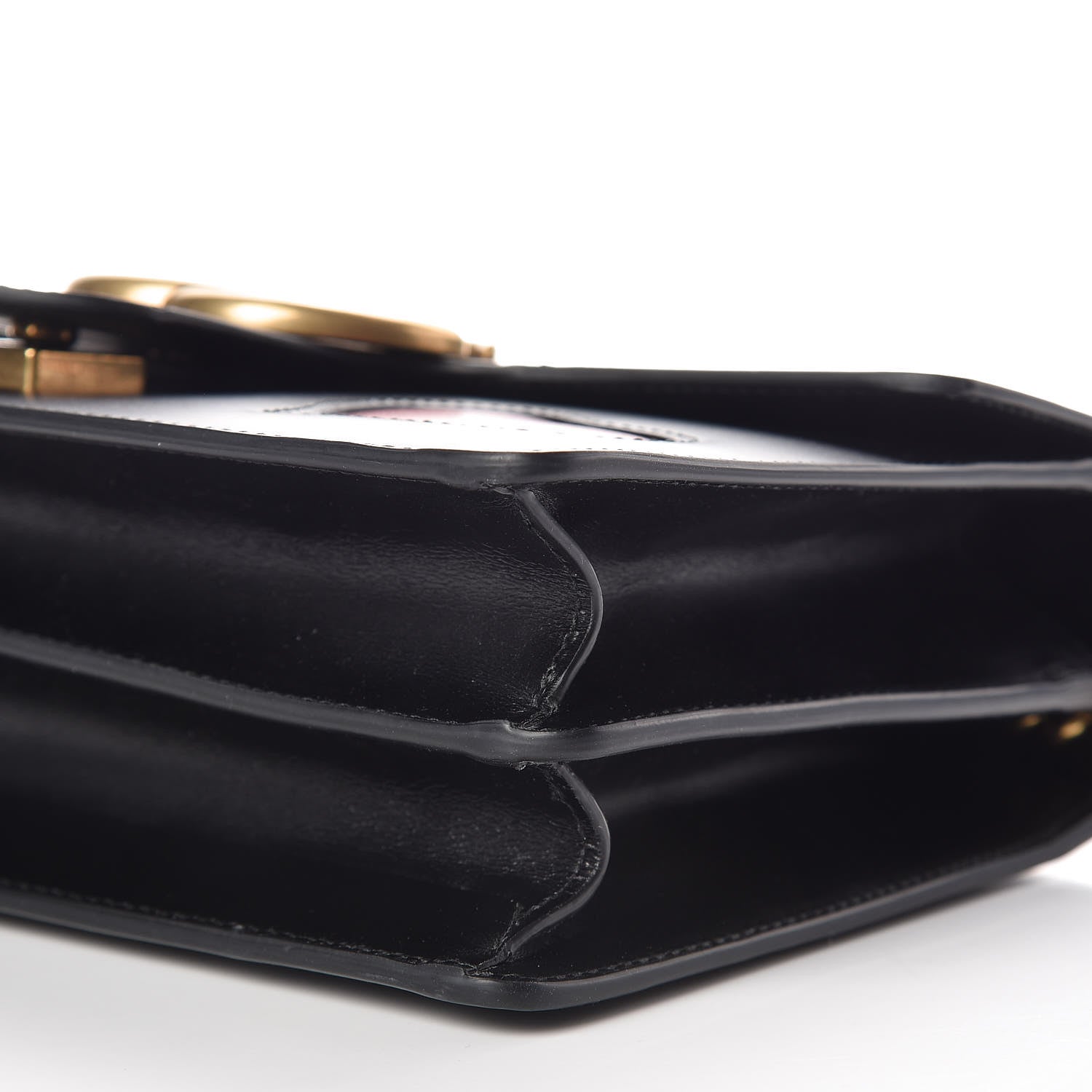 Gucci Knight Calfskin Malaga Kid Heart Medium GG Marmont Chain Handle Bag Black Hibiscus Red Multicolor 6 of 11