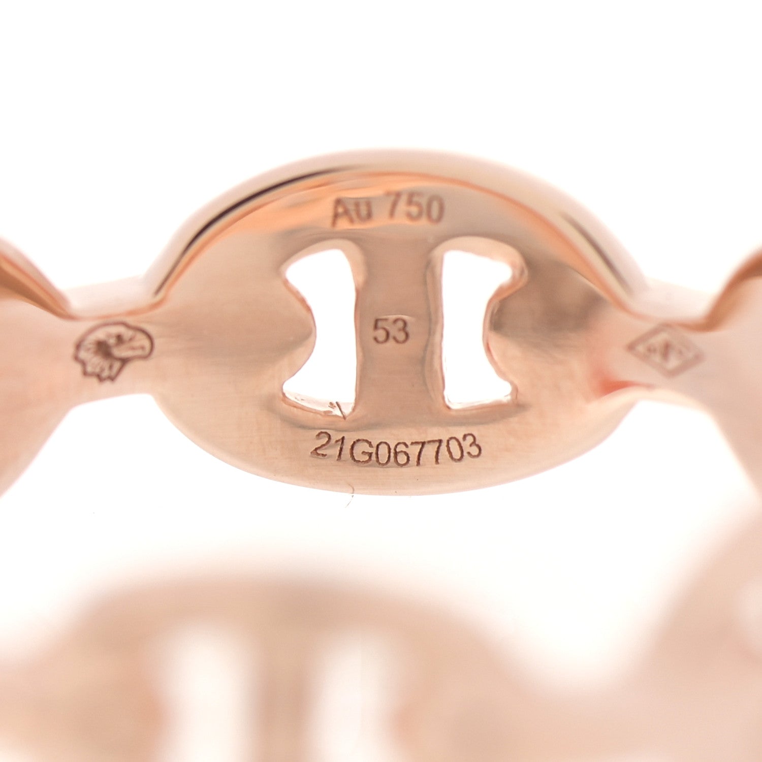 Hermes 18K Rose Gold PM Chaine D'Ancre Enchainee Ring 53 6.5 5 of 7