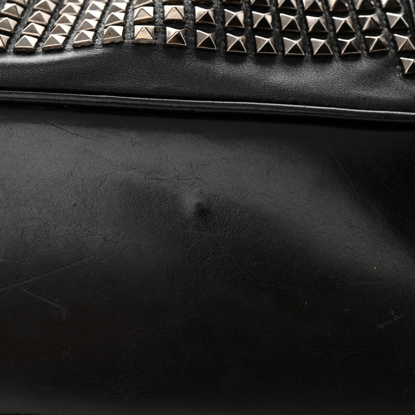 Prorsum Calfskin Studded Knight Satchel Black