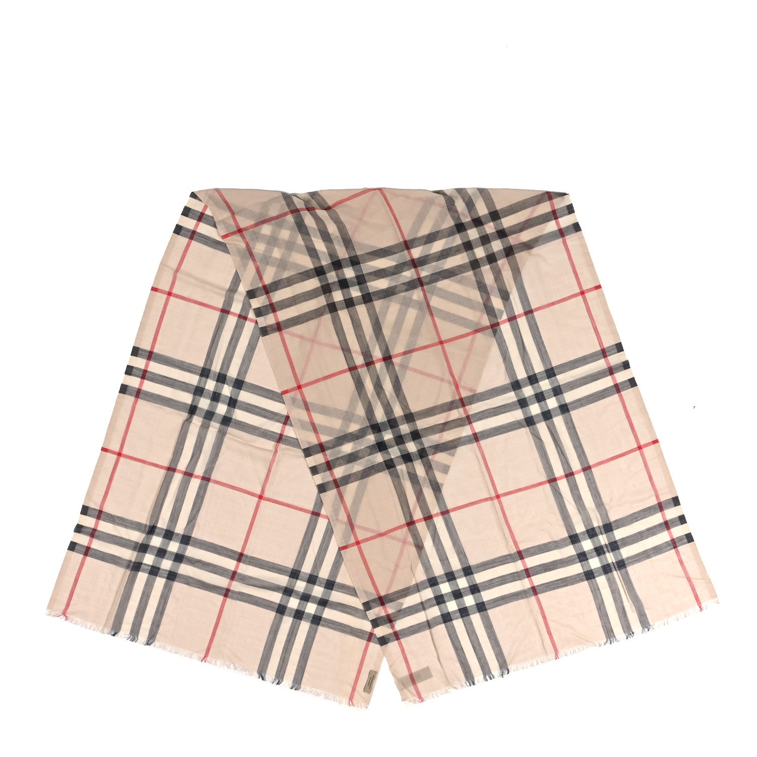 Burberry Linen Giant Check Check Lightweight Scarf Camel 2 of 4