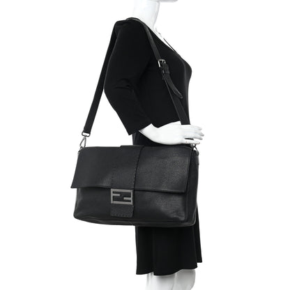 Fendi Cuoio Romano Selleria XL Belt Baguette Bag Black 2 of 11