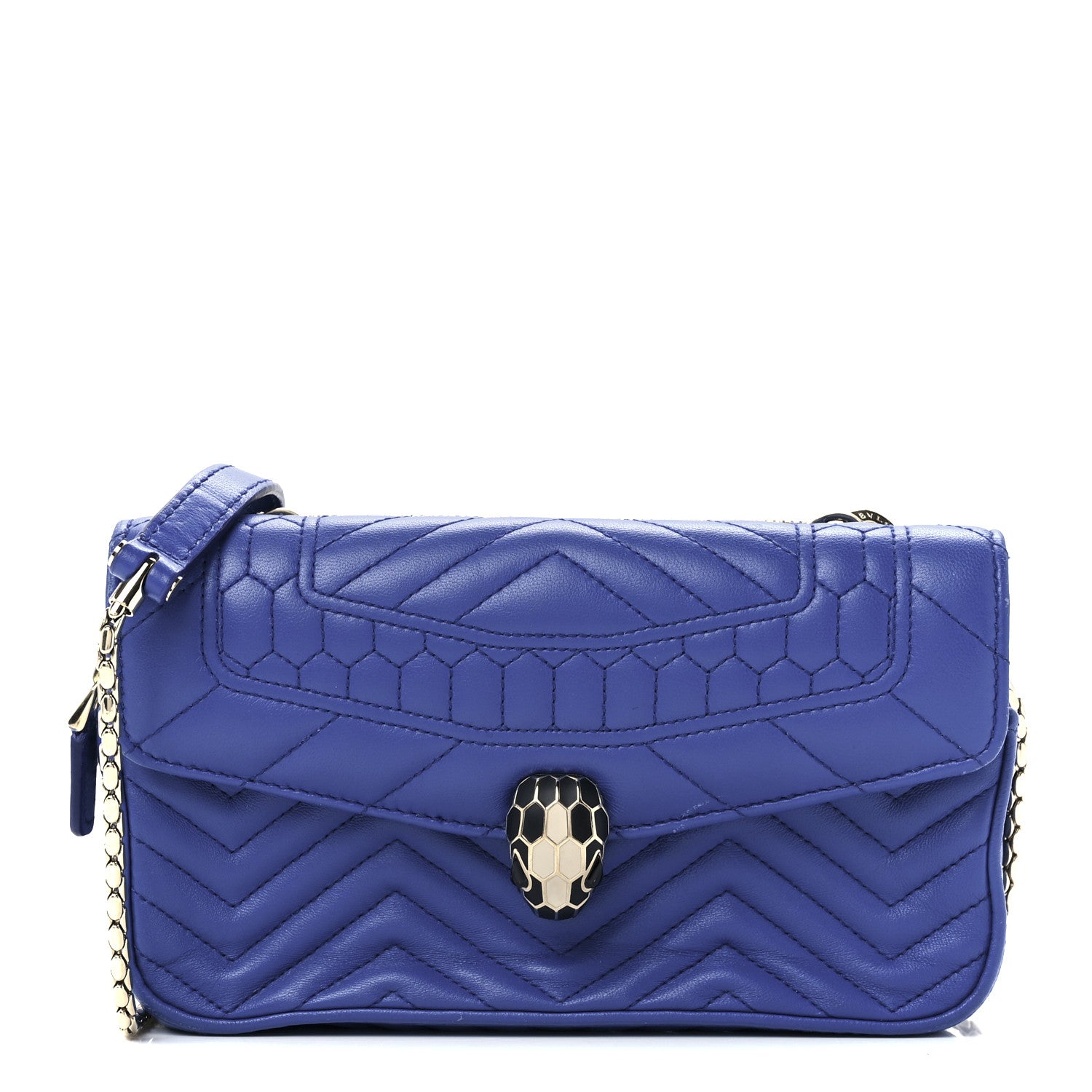 Bulgari Calfskin Quilted Serpenti Forever Belt Bag Blue 1 of 15