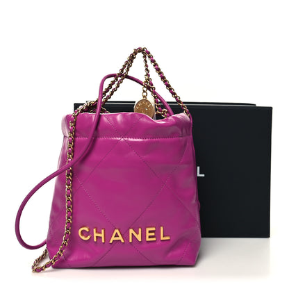 Chanel Shiny Calfskin Quilted Mini Chanel 22 Purple 11 of 11
