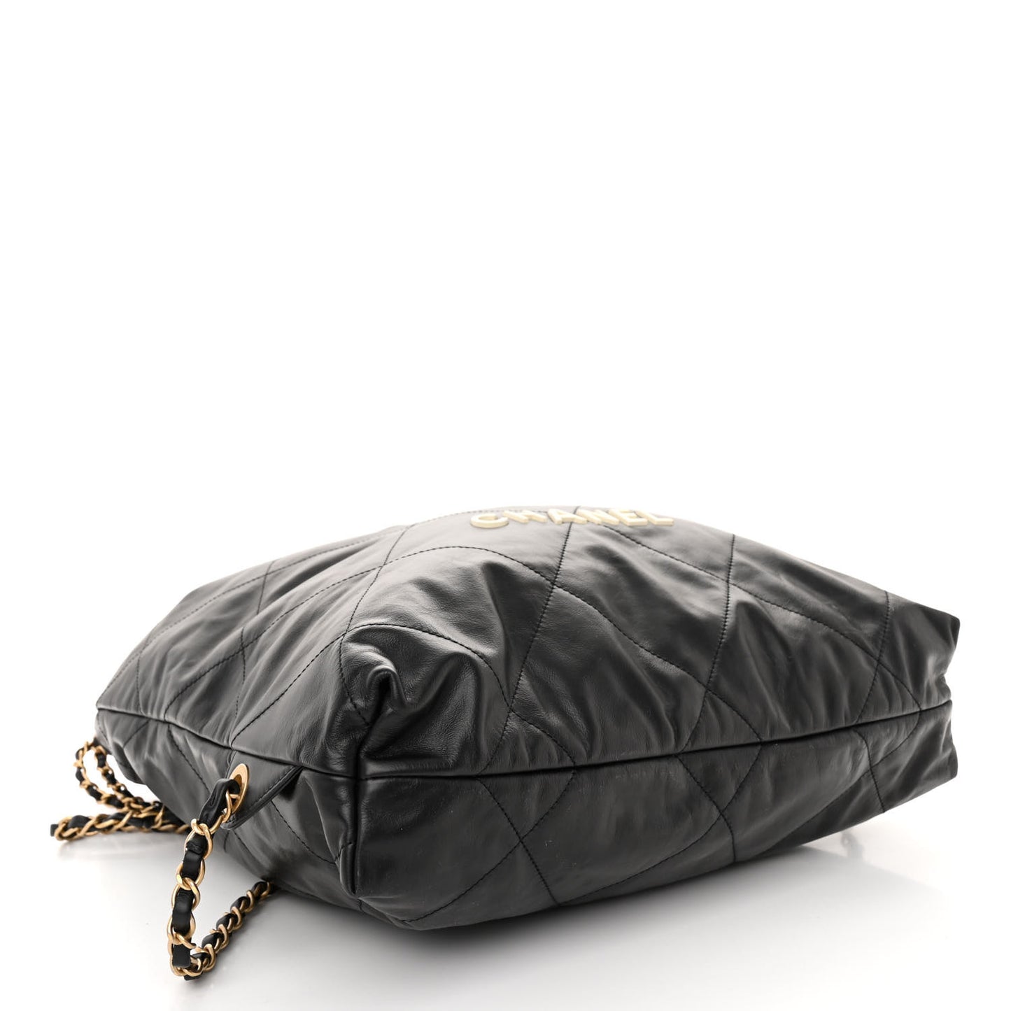 Shiny Calfskin Quilted 22 Backpack Black