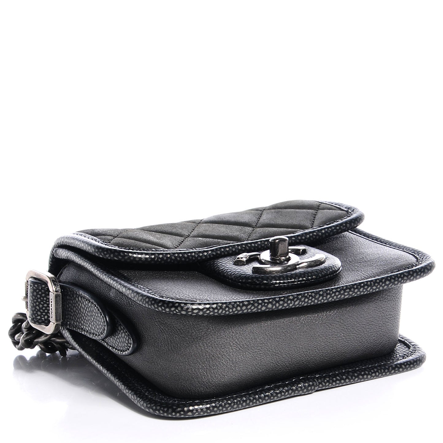 Iridescent Calfskin Back To School Mini Crossbody Flap Anthracite