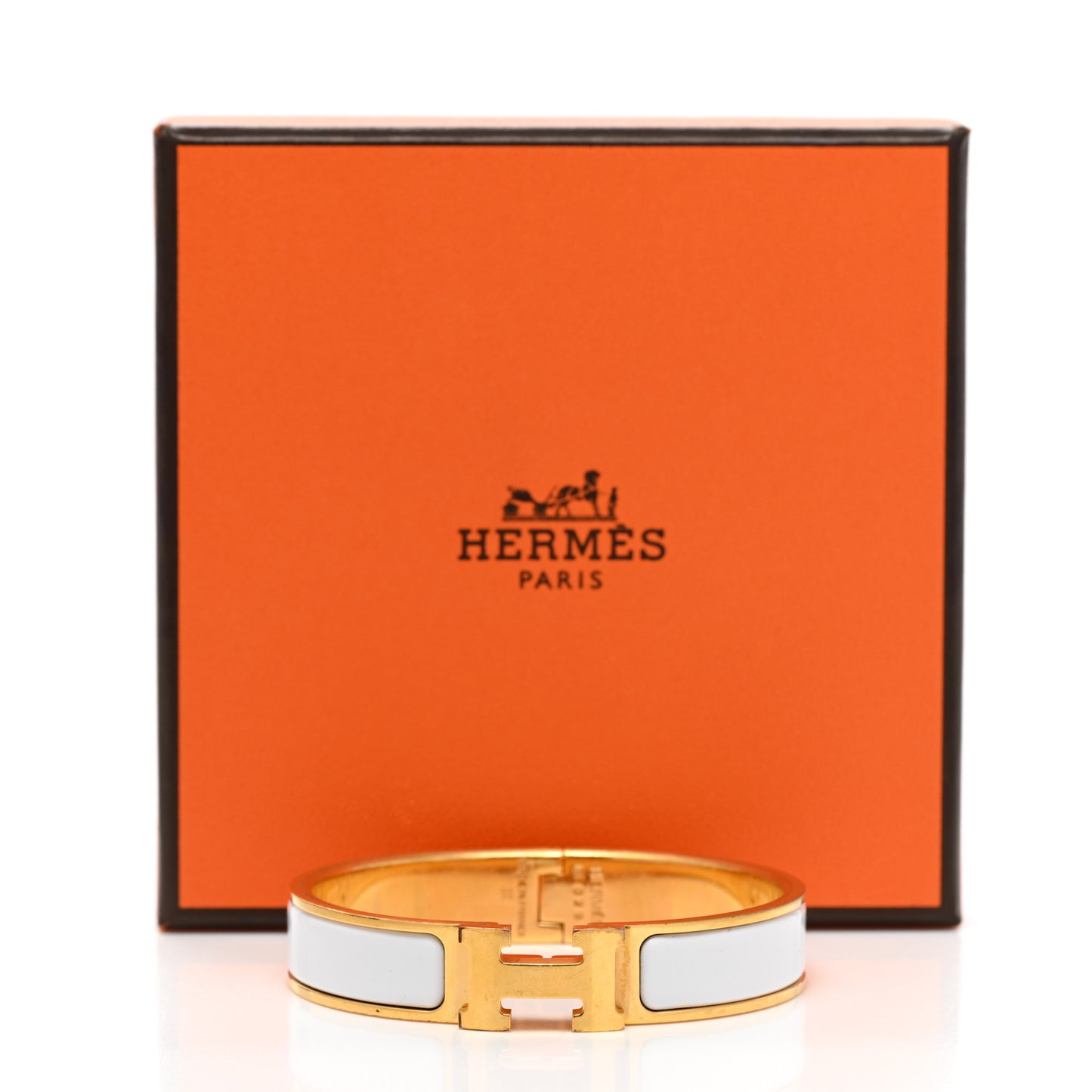 Enamel Narrow Clic Clac H Bracelet PM White