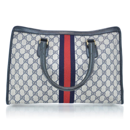 Gucci Monogram Web Tote Navy Blue 3 of 10